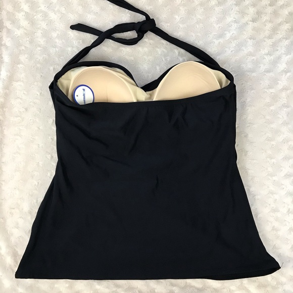 Swimsuits for All Halter Tankini Top Black Size 14 - Picture 3 of 5